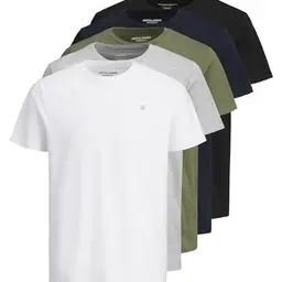 JACK & JONES Herren T-Shirt 5er Pack, Mehrfarbig, Größe S