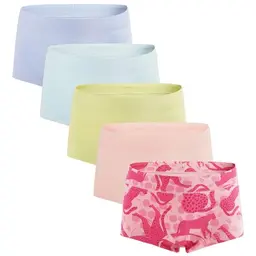 INNERSY Boxershorts Mädchen Baumwolle 5er Pack (12-14 Jahre) - 1 Leopard/4 Macaron Farben