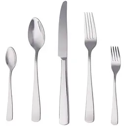 Amazon Basics Essbesteck-Set, 20 Teile für 4 Personen, Edelstahl, Silber