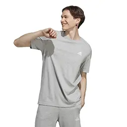 adidas Herren Essentials T-Shirt mit kleinem Logo, Grau, Größe L