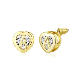 Herz Initial Ohrstecker aus 14K Gold, Hypoallergen, Buchstabe A, Ohrringe für Frauen, Geburtstagsgeschenke