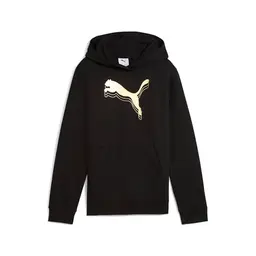 PUMA Mädchen Metallic Hoodie Schwarz-Gold, Gr. 128 EU