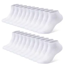 FALARY Sneaker Socken Herren, 10 Paar, Atmungsaktive Baumwollsocken, Kurze Halbsocken, Weiß/Grau, Größe 43-46