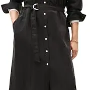Tommy Hilfiger Damen Hemdkleid mit Gürtel, Midi, Schwarz