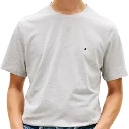 Tommy Hilfiger Herren T-Shirt Kurzarm Rundhals, Grau, XL