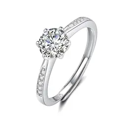 Damen Silberring, 925 Sterling Silber, Verstellbarer Partner- und Ehering mit Zirkonia, Geschenk für Frauen