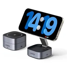 UGREEN 2-in-1 MagSafe iPhone Ladestation - Faltbarer Wireless Charger für iPhone 16/15/14/13/12 & AirPods, mit 1M Kabel