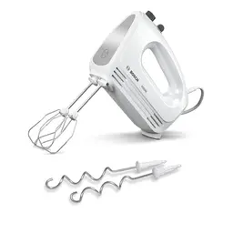 Bosch Handrührgerät CleverMixx, 400 W, weiß, 2 Rührbesen, 2 Knethaken, leicht, leise, 4 Stufen, Turbofunktion