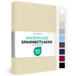JACOBSON Spannbettlaken 90x200cm, Premium Mikrofaser 160g/m², Natur