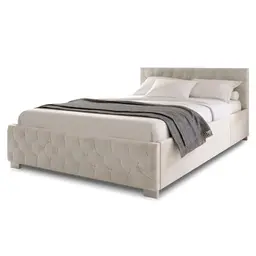 Juskys Polsterbett Nizza 140x200 cm Beige mit Stauraum und LED Beleuchtung