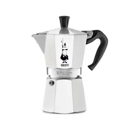 Bialetti Moka Express Herdplatten-Espressomaschine, Aluminium, 270 ml, Silber/Schwarz