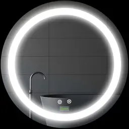 Kleankin LED Badezimmerspiegel, Ø50 cm, Dimmbar mit Touch-Funktion und Anti-Beschlag