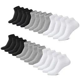 FALARY Sneaker Socken Herren & Damen, 12 Paar, Kurzsocken aus Baumwolle, Schwarz, Weiß & Grau