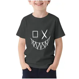 XINYUNZU Jungen T-Shirt Sommer Rundhals Kurzarm Freizeitmode Grau 130