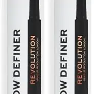 Revolution Duo Brow Definer Stift, Mittelbraun, mit Bürste, 2er Pack