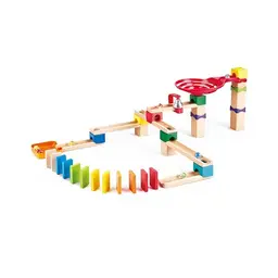 Hape Murmelbahn mit Domino - Doppelspur Kugelbahn Set aus Holz für Kinder ab 3 Jahren