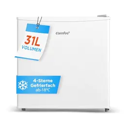 Comfee Mini Gefrierschrank 31L - Freistehend, 4-Sterne, Kompakt, Reversibles Türscharnier, Weiß