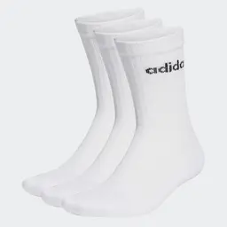 adidas Unisex Linear Crew Socken, 3 Paar, Weiß/Schwarz, Größe 42-45