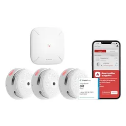 X-Sense Smart Rauchmelder XS01-M mit Basisstation, vernetzbar und WLAN, 3 Stück