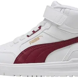 PUMA Shuffle Downtown MID AC+ PS Sneaker, Weiß-Rot-Gold, 33 EU