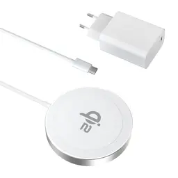 Minthouz Qi-zertifiziertes kabelloses Ladegerät für iPhone 16/15/14/13, MagSafe für AirPods und Qi-Geräte (Silber, 20W)