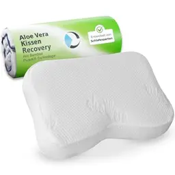 Nackenstützkissen Recovery mit Aloe Vera Bezug | Ergonomisches Visco-Schaum Kopfkissen | Ideal für Allergiker