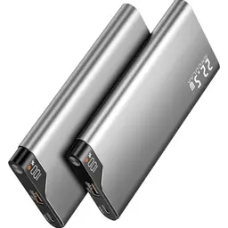 Power Bank 10000mAh 2 Stück, Slim Externer Akku, Fast Charging für iPhone, Samsung, iPad (Grau)