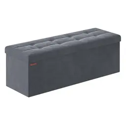 SONGMICS Sitzhocker mit Stauraum, klappbar, 38 x 110 cm, für Wohn- und Schlafzimmer, schiefergrau