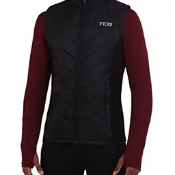 TCA Herren Excel Runner leichte, gepolsterte Weste mit Reißverschlusstaschen - Schwarz, Größe L