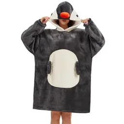 Chuangminghangqi Kuscheldecke mit Ärmeln und Kapuze - Unisex Pinguin Hoodie Decke für den Winter