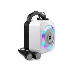 RockJam 10W Rechargeable Bluetooth Karaoke Machine with 2 Microphones & LED Lights