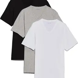 Calvin Klein Herren 3er Pack T-Shirts Kurzarm mit V-Ausschnitt, Mehrfarbig
