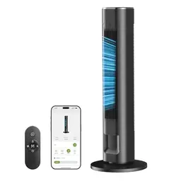 FLANUR Turmventilator mit WiFi, Alexa, 4 Geschwindigkeiten, 12h Timer, leise, 91cm, schwarz, 1 Stück