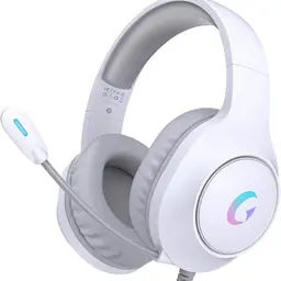 KAPEYDESI Gaming Headset für PS5/4 mit 7.1 Surround Sound und RGB Lichtern, Weiß