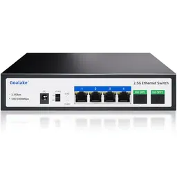 Goalake Multi-Gigabit Desktop-Switch, 4 Ports 2,5 G, Nicht verwaltet, ideal für kleine Büros