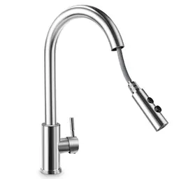 Küchenwasserhahn mit flexiblem Auslauf aus Edelstahl
