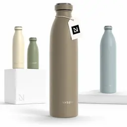 LARS NYSØM Edelstahl Trinkflasche 750ml - Auslaufsichere Thermosflasche für Sport und Outdoor (Taupe Brown)