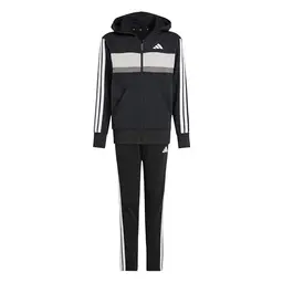 adidas Unisex Kinder Fleece Trainingsanzug Tiberio 3 Streifen, Schwarz/Weiß/Grau, 13-14 Jahre
