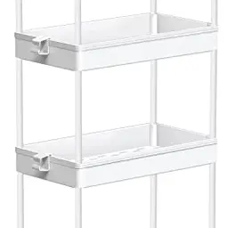 SPACEKEEPER Küchenwagen mit 4 Ebenen, rollbarer Rollwagen für Küche, Büro und Bad, 40x22x86cm, Weiß