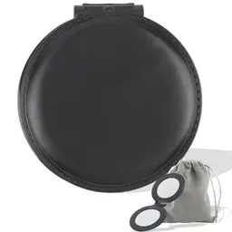 Gsedaox Klappspiegel aus Leder – Kompakter Reisespiegel für Geldbörsen (Schwarz)