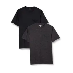 Amazon Essentials Herren Kurzarm T-Shirt 2er-Pack, Dunkelgrau Meliert/Schwarz, XL