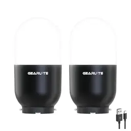 GEARLITE Campinglampe mit Karabiner, 2 Stück, tragbare LED Laterne, 2 Leuchtmodi, wasserdicht, ideal für Camping und Wandern