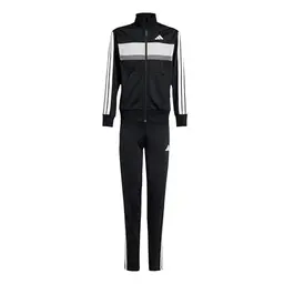 adidas Kids Tiberio 3 Stripes Tracksuit, Black/White/Grey, 15-16 Years