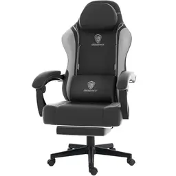 Dowinx Gaming Stuhl, Ergonomischer PC-Stuhl mit Lendenwirbelstütze, grau, belastbar bis 150 kg