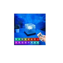 Wellenlampe LED mit 16 Farben - Romantische Nachttischlampe für Schlafzimmer und Kinder, Dimmbar, USB-Projektor