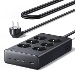 UGREEN Steckdosenleiste mit USB, 10-in-1 Mehrfachsteckdose, 20W Schnellladen, 1,5 m Kabellänge für Schreibtische und Büros