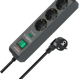 Brennenstuhl Eco-Line 3-fach Steckdosenleiste mit Überspannungsschutz und Schalter, 1,5m Kabel