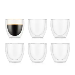 Bodum PAVINA Doppelwandige 6 Stück Espressotassen – Spülmaschinenfest – 80ml