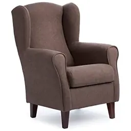 Sillonea Ohrensessel Rom - Kleiner Sessel für Wohnzimmer, ideal zum Fernsehen oder Lesen, Bezug aus schmutzabweisendem Stoff (Braun)