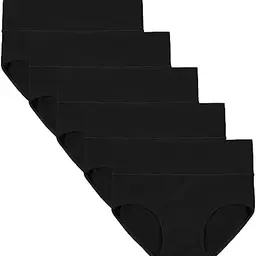 INNERSY Damen High Waist Slips Schwarz 5er Pack Baumwolle